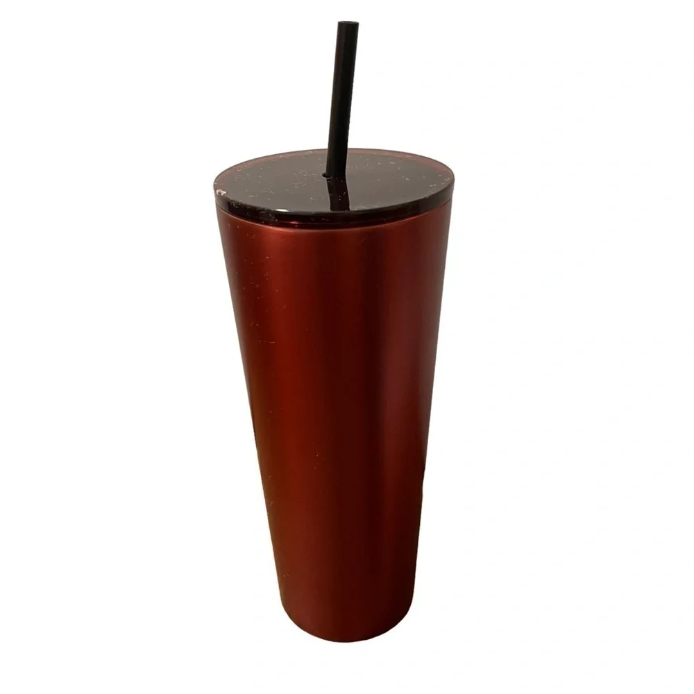 Starbucks Venti 24oz Stainless Steel Cold Cup Maroon Burgundy Matte